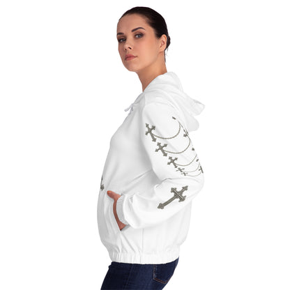 Silver Sanctuary Zip-Up Hoodie in White - Christian Apparel