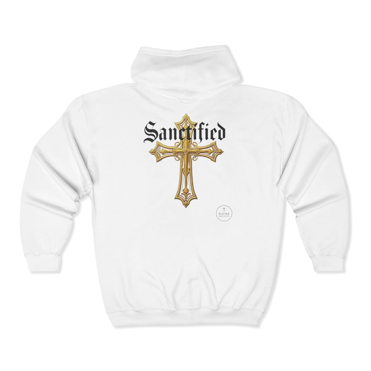 Sanctified Men's Gothic Cross Zip-Up Hoodie – Faith in Comfort