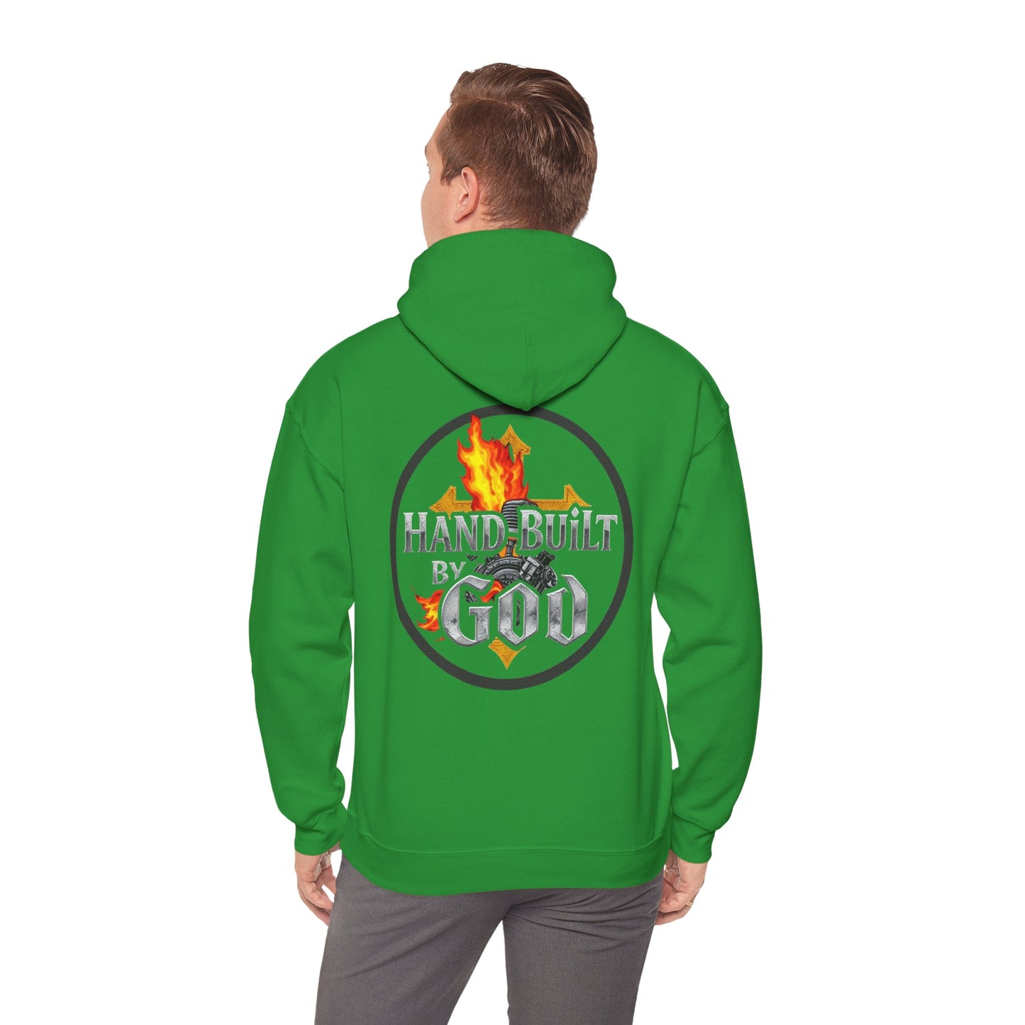 Men’s “Hand Built By God” Christian Hoodie – Bold Faith Identity Pullover