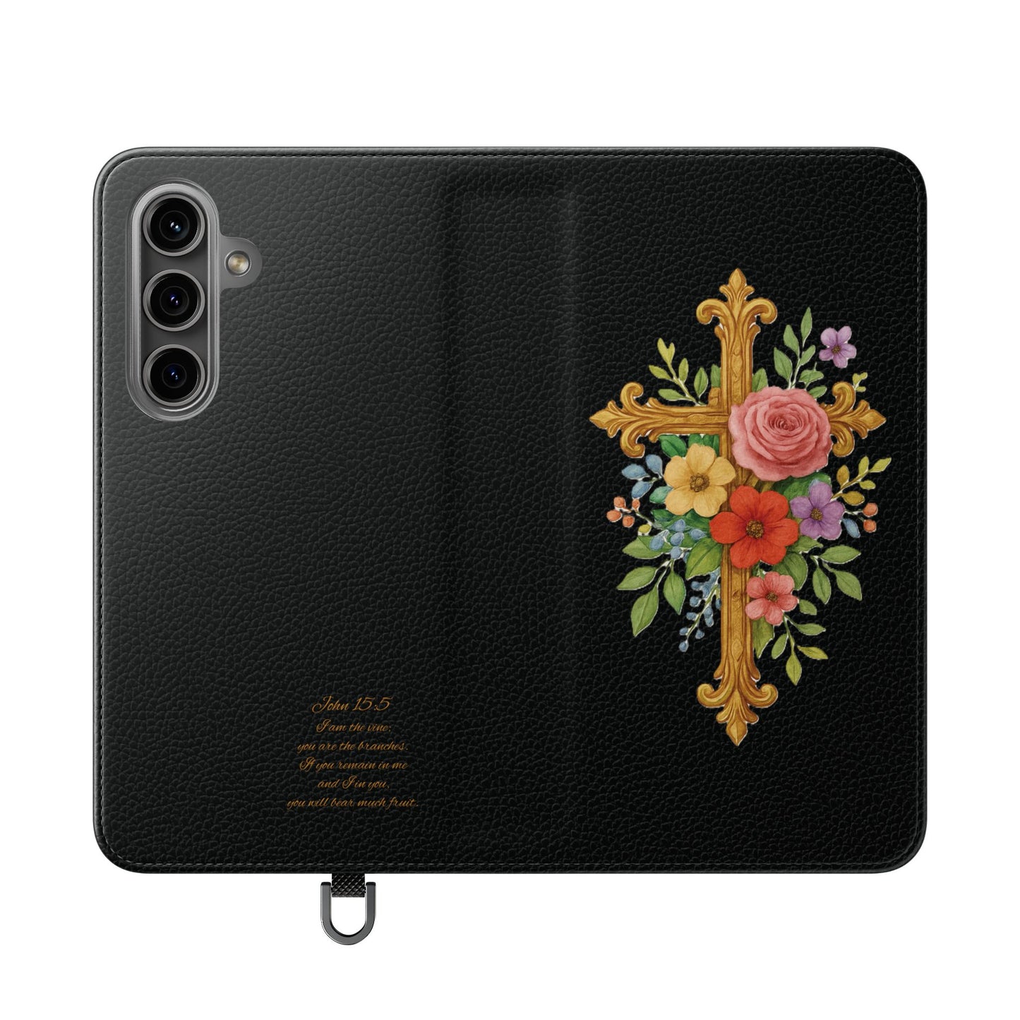 Floral Cross Wallet (black) Case for Samsung– Faith in Bloom