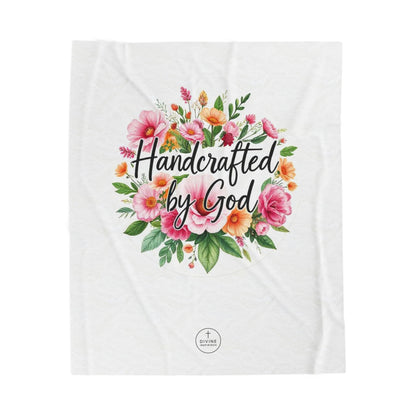 Handcrafted by God Plush Blanket – Inspirational Christian Design