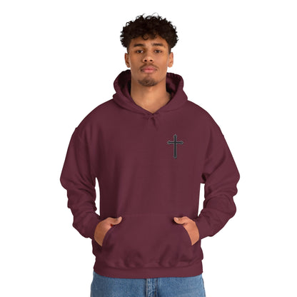 Warrior’s Black Cross Men’s Hoodie – Front & Back Christian Apparel | Ephesians 6:11