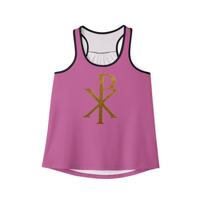 Chi Rho Women’s Christian Tank Top in Pink – Symbol of Victory in Christ