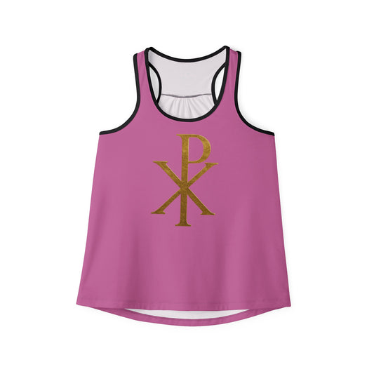 Chi Rho Women’s Christian Tank Top in Pink – Symbol of Victory in Christ