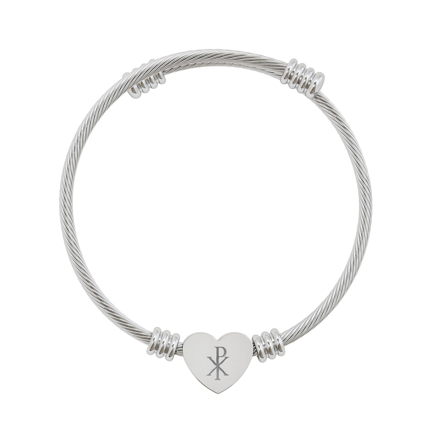 Symbol of Faith & Love - Chi Rho Heart Cuff Bracelet
