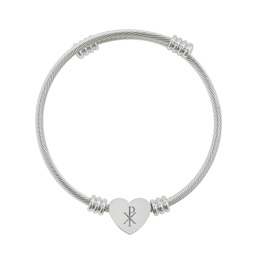Symbol of Faith & Love - Chi Rho Heart Cuff Bracelet