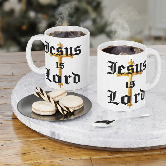'Jesus is Lord' Christian Cross Mug – 11oz & 15oz Bold Faith Statement