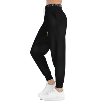 Golden Grace Women's Jogging Pants in Black with Gold Cross Design