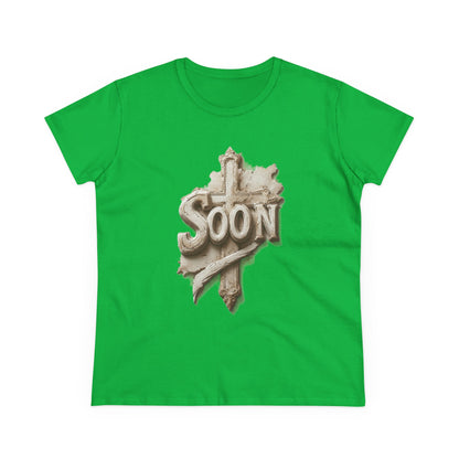 “Soon” Cross Women’s Christian Tee – Bold Faith Made Beautiful