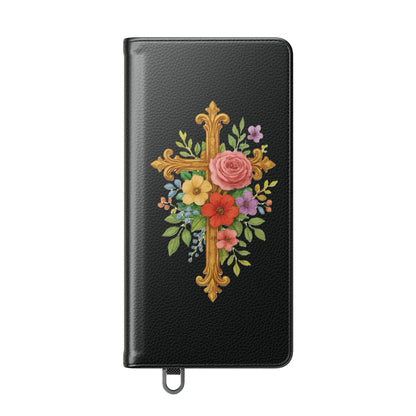 Floral Cross Wallet (black) Case for Samsung– Faith in Bloom