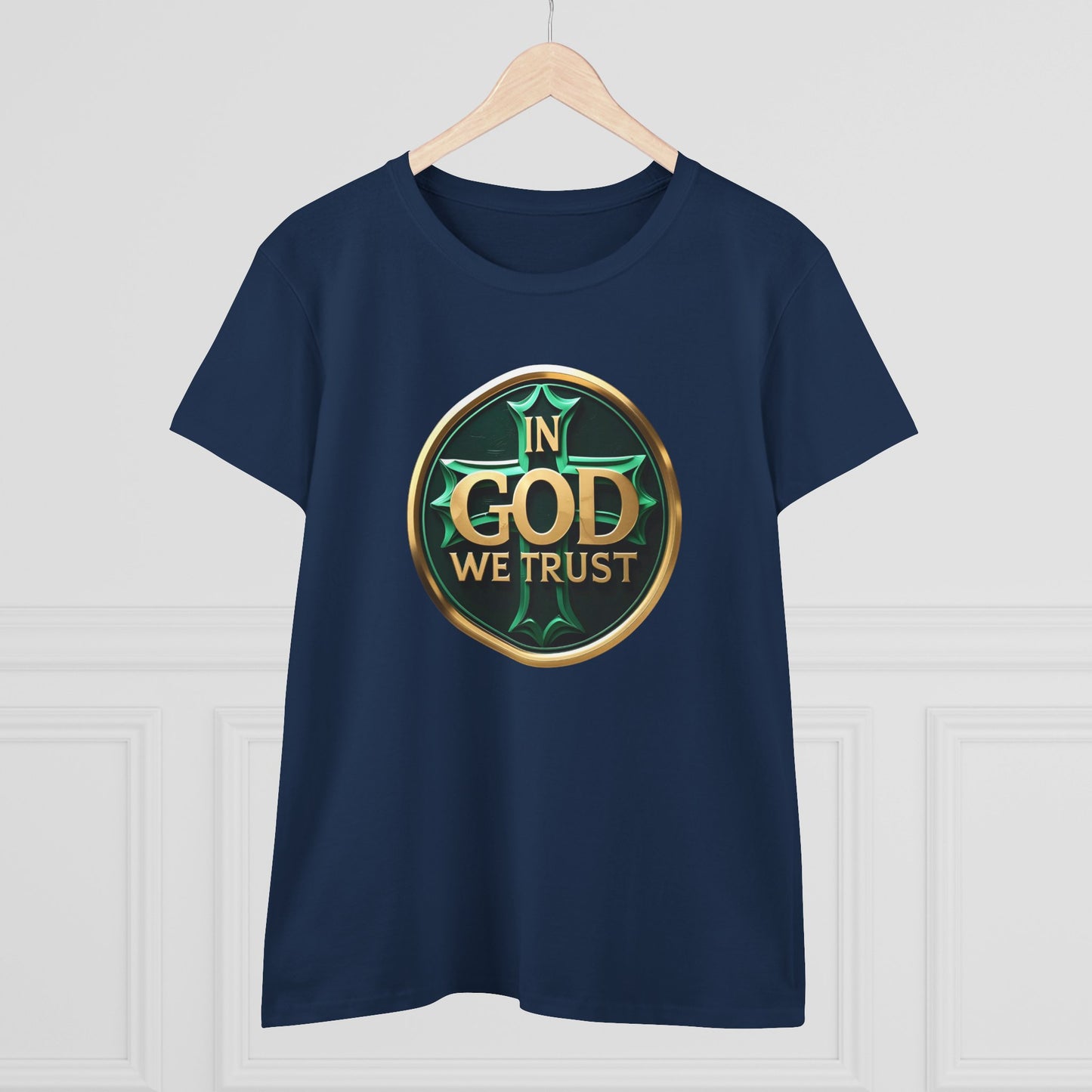 In God We Trust – Bold Gold Cross Women's Tee