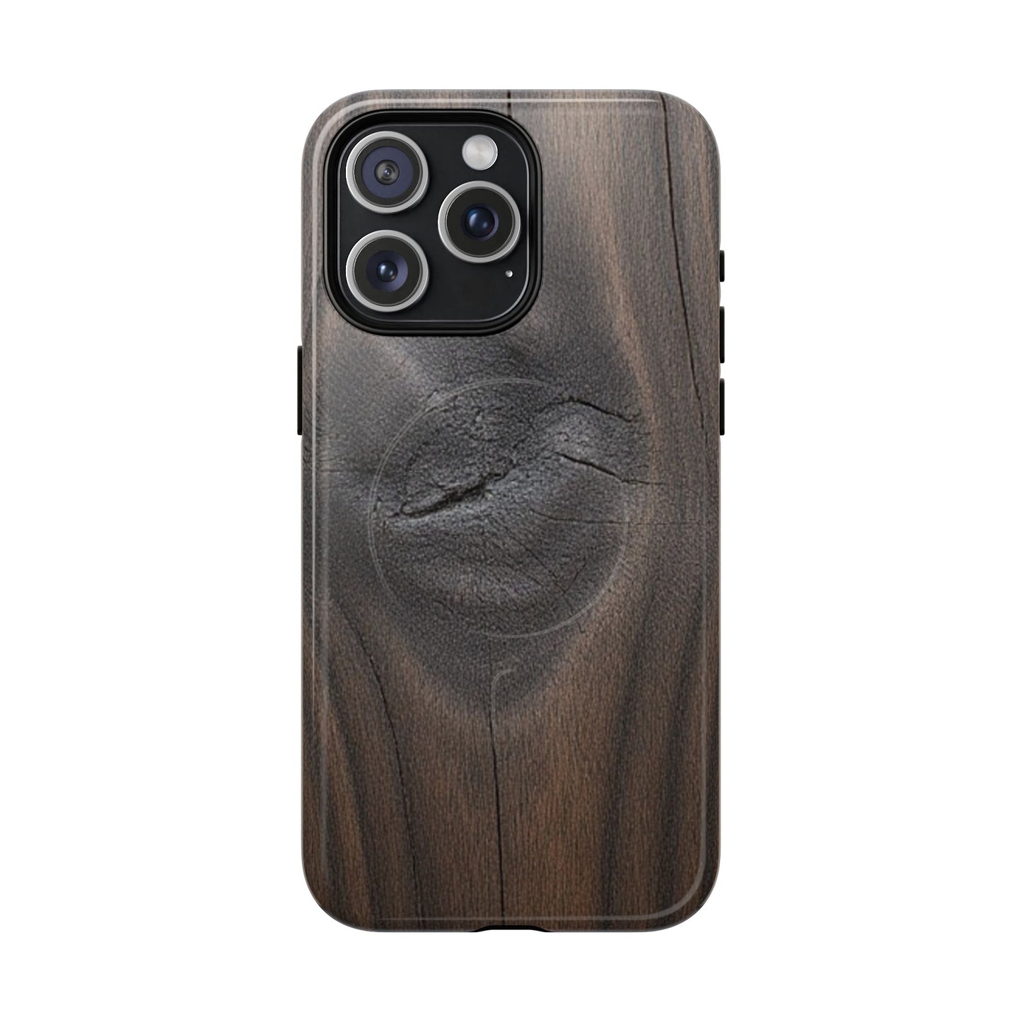 Faith Rooted in Strength – Dark Wood Grain iPhone Magnetic Tough Case