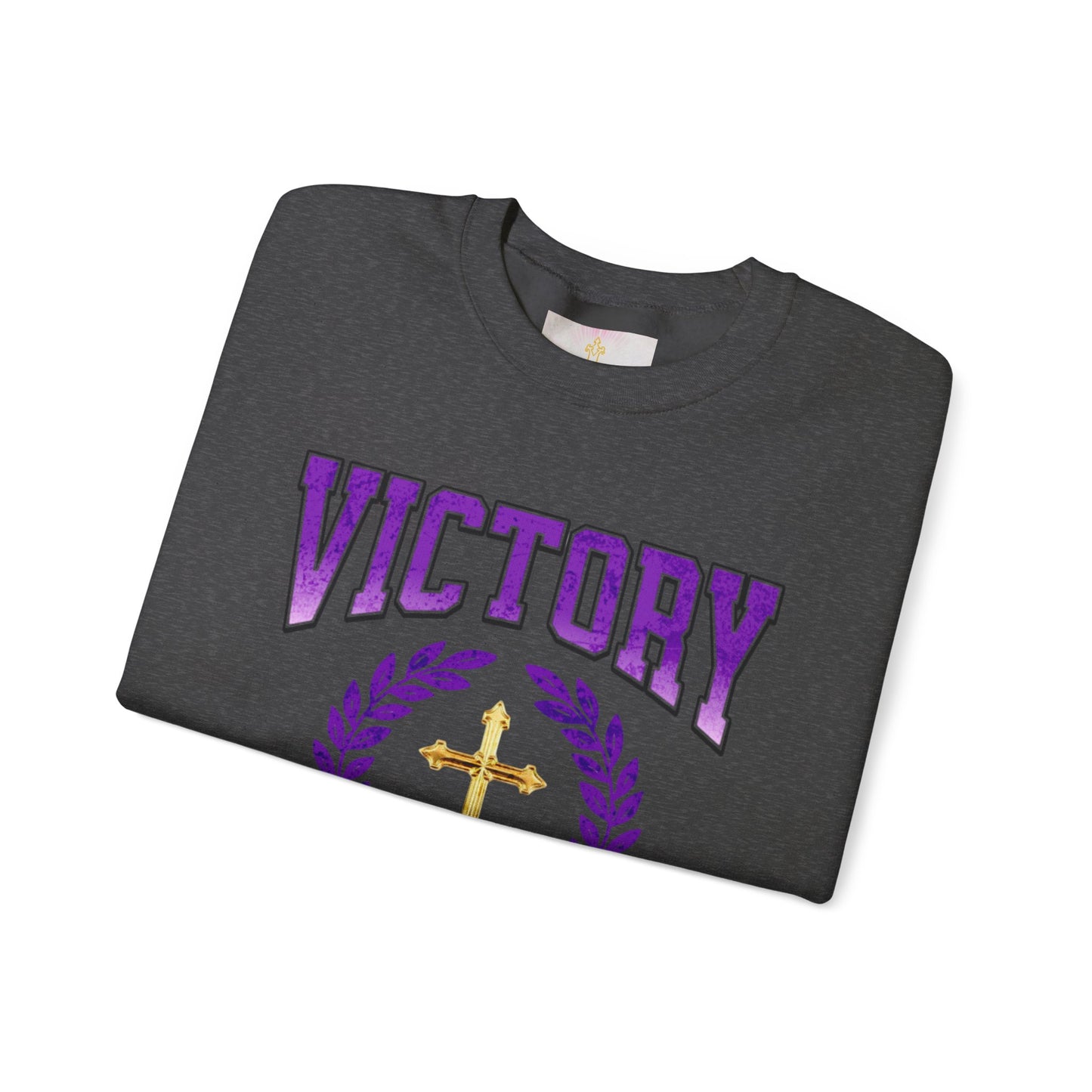 Victory Women’s Sweatshirt – Bold Purple Logo, Faith in Comfort