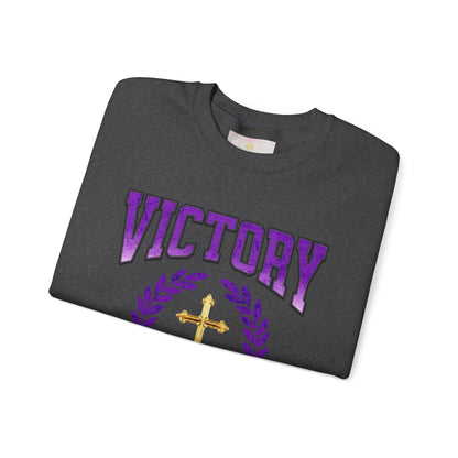 Victory Women’s Sweatshirt – Bold Purple Logo, Faith in Comfort