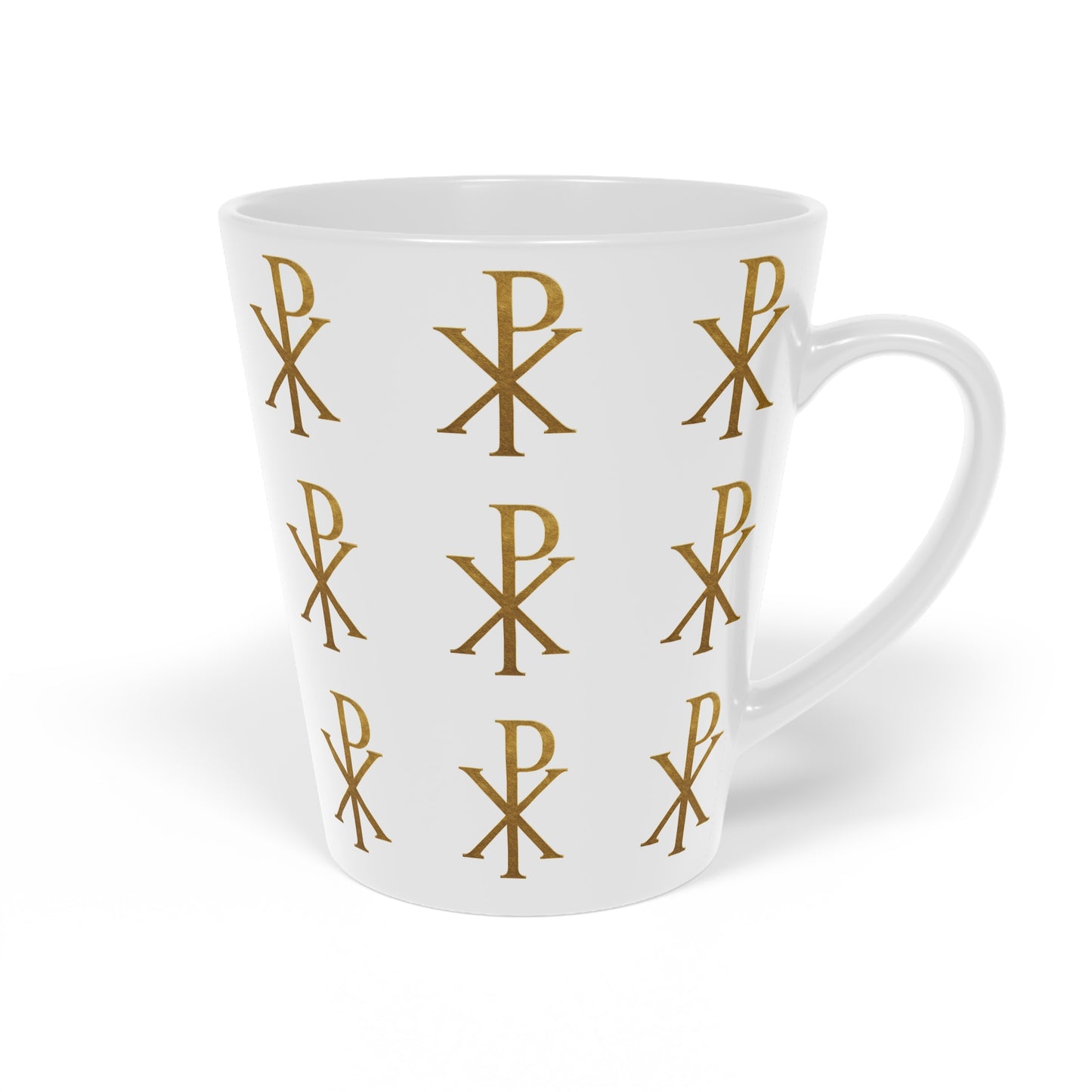 Gold Chi Rho Christian Latte Mug – 12 oz Ceramic Faith Mug