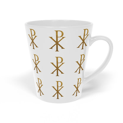 Gold Chi Rho Christian Latte Mug – 12 oz Ceramic Faith Mug