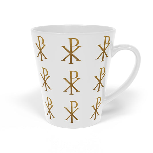 Gold Chi Rho Christian Latte Mug – 12 oz Ceramic Faith Mug