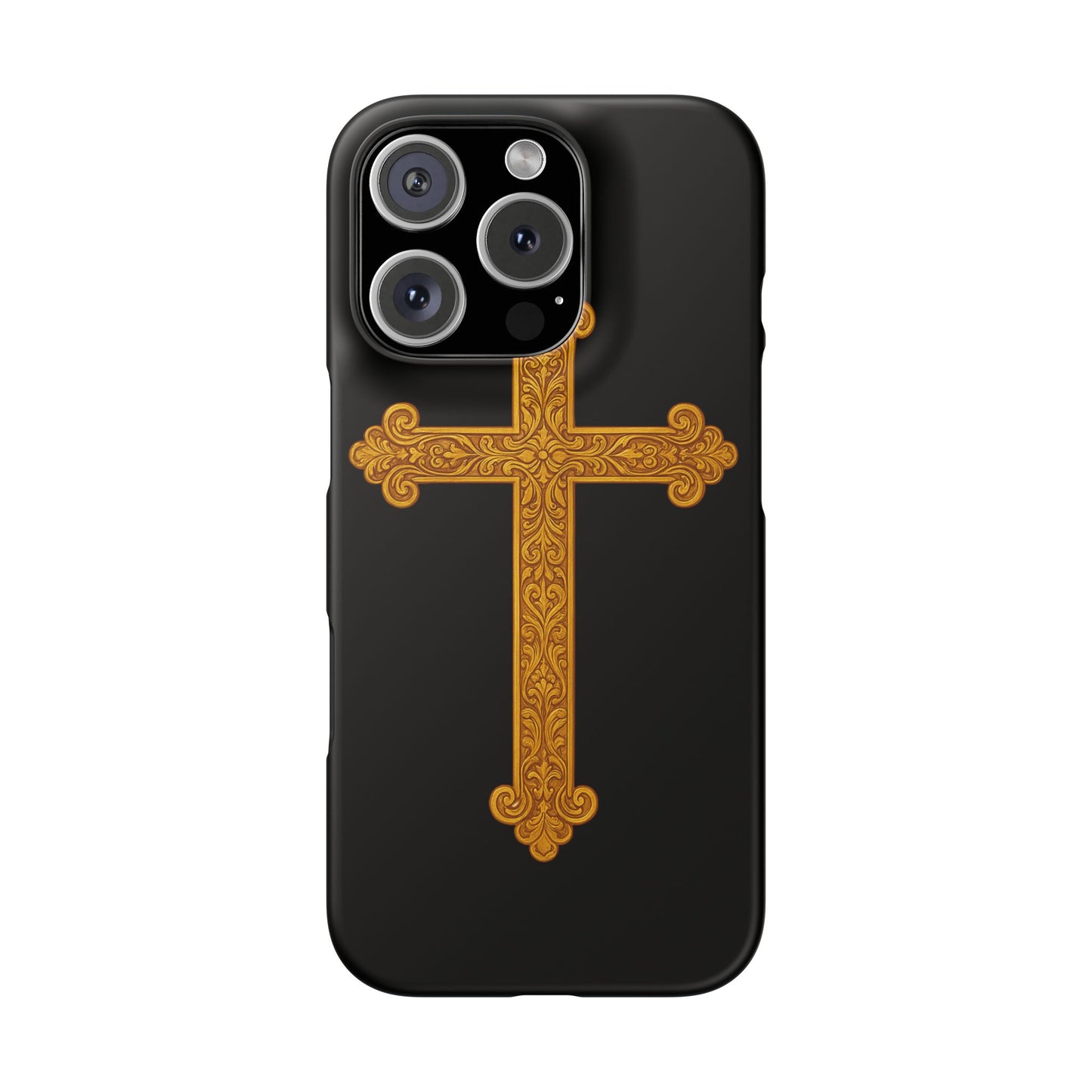 Black iPhone Snap Case – Gold Cross Design
