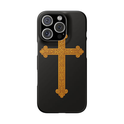 Black iPhone Snap Case – Gold Cross Design