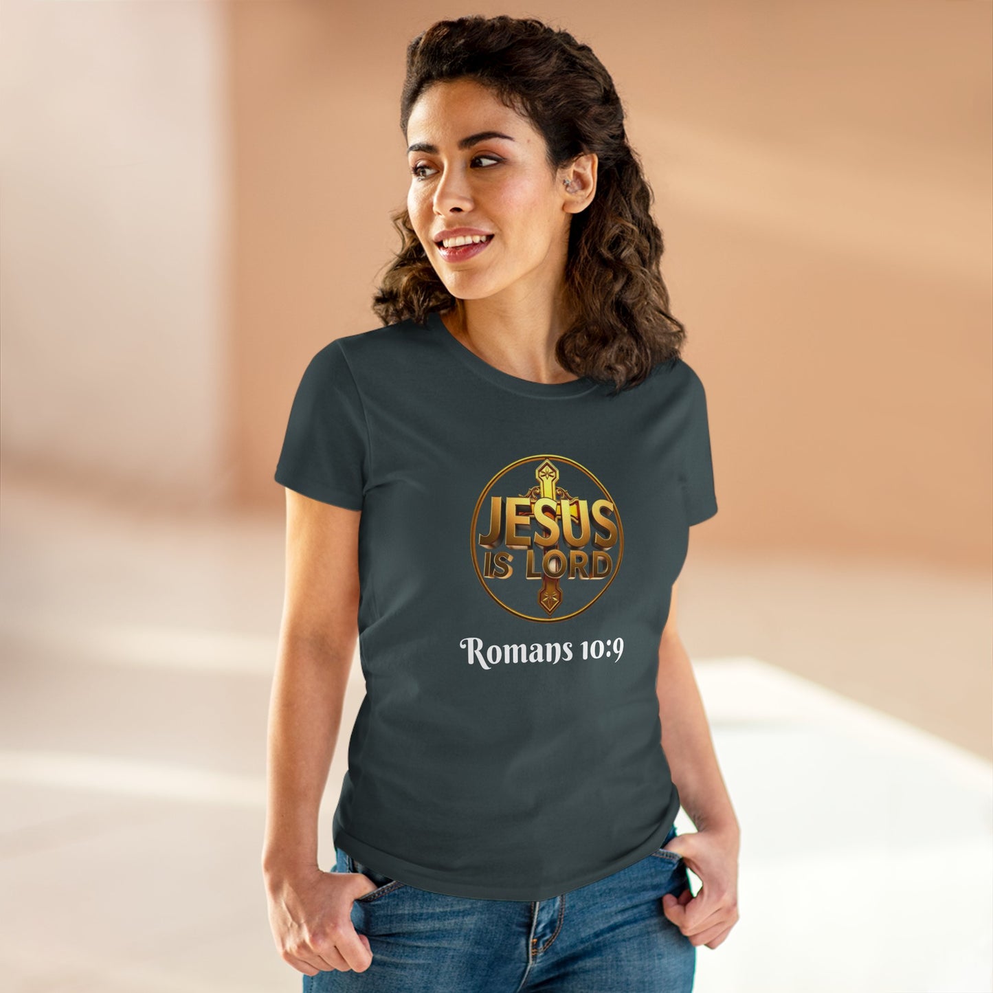 Jesus Is Lord / He Is Risen Christian Tee – Women’s Bold Faith Statement (White Lettering)