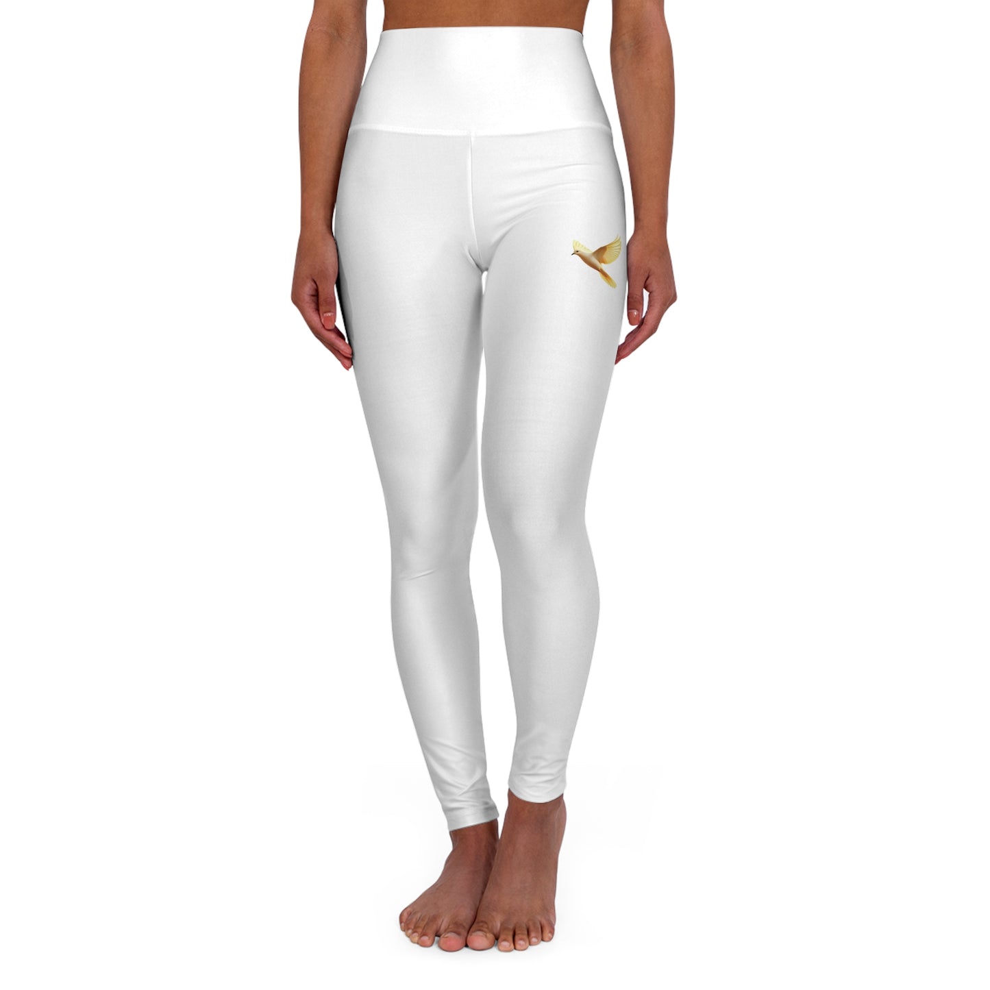 Golden Dove Women’s High-Waisted Yoga Leggings – Spirit of Peace and Power