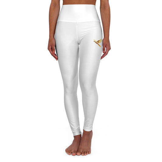 Golden Dove Women’s High-Waisted Yoga Leggings – Spirit of Peace and Power