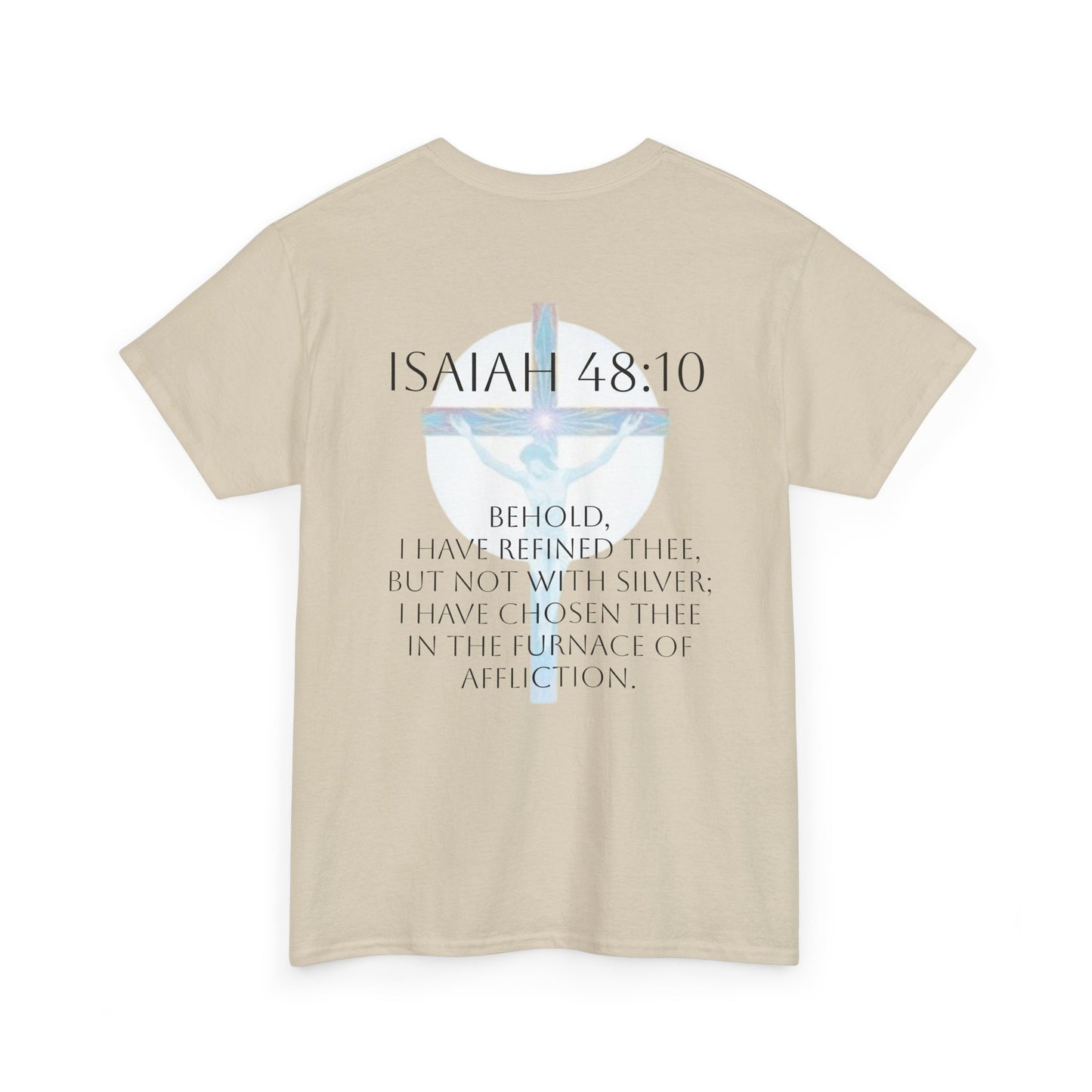 Refined in Fire Christian T-Shirt – Modern Cross Design (Dark Lettering)