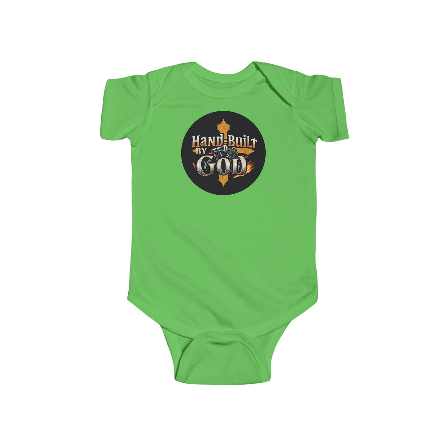 Short Sleeve “Hand Built By God” Baby Boys Onesie – Christian Infant Outfit