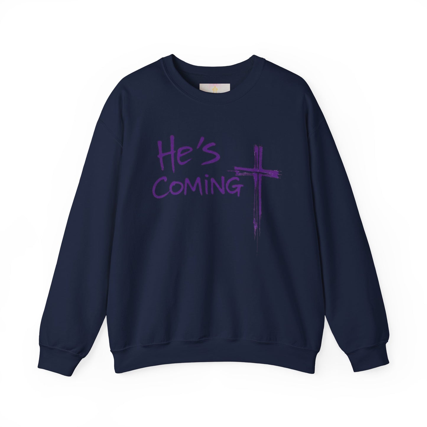 Stand Ready – Men’s Christian Crewneck Sweater with “He’s Coming” Front Design