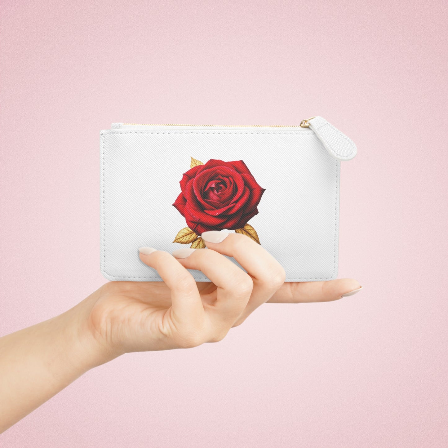 “Rose of Grace” | Women’s Mini Clutch – Red Rose Elegance