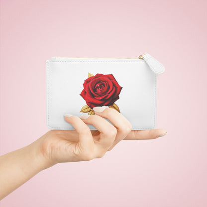 “Rose of Grace” | Women’s Mini Clutch – Red Rose Elegance