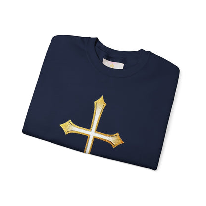 Women’s Gold Cross Sweatshirt – Christian Faith Apparel
