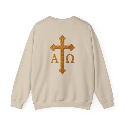Christ is King – Men’s Christian Sweatshirt with Crowned Lion & Cross
