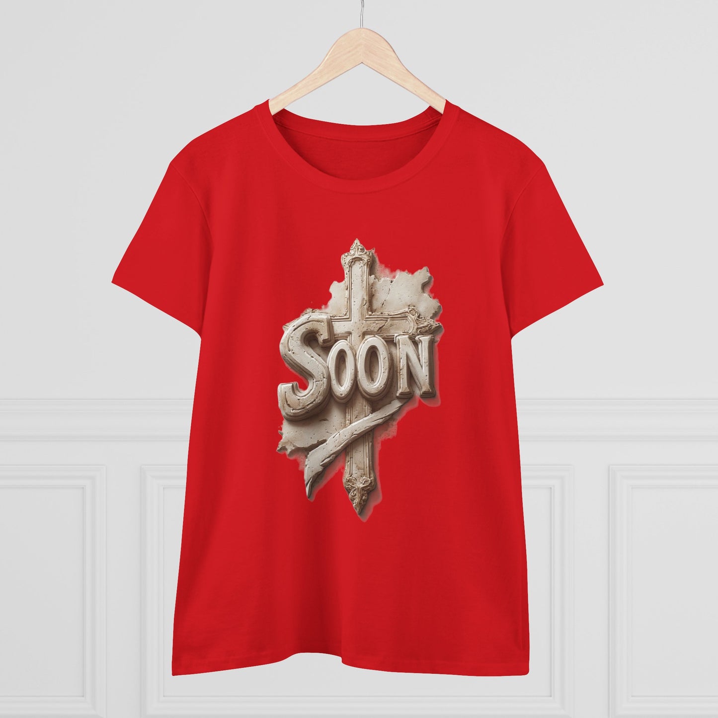 “Soon” Cross Women’s Christian Tee – Bold Faith Made Beautiful