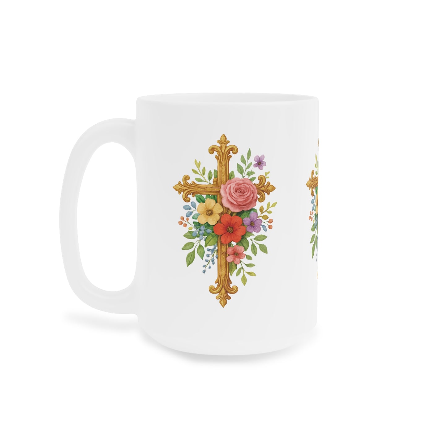 Floral Cross Inspiration Mug – Bloom in His Grace