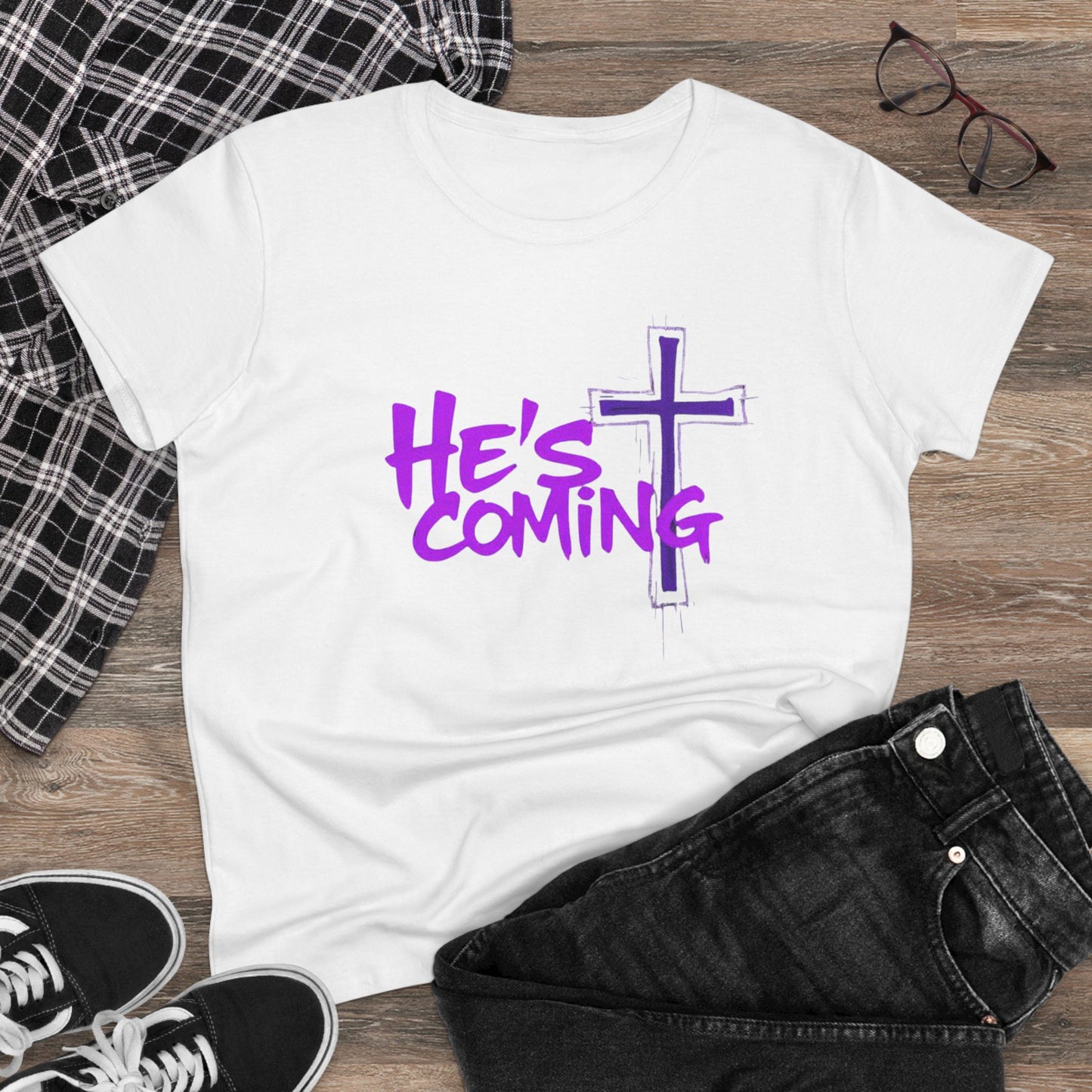Faithful & Fearless Women’s T-Shirt – “He’s Coming” Christian Prophecy Tee