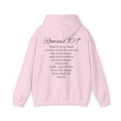 Women’s Believe Christian Hoodie – Praying Hands & Romans 10:9