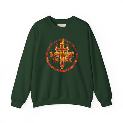 Women’s “Refined in Fire” Christian Sweatshirt – Bold Flame Design Pullover