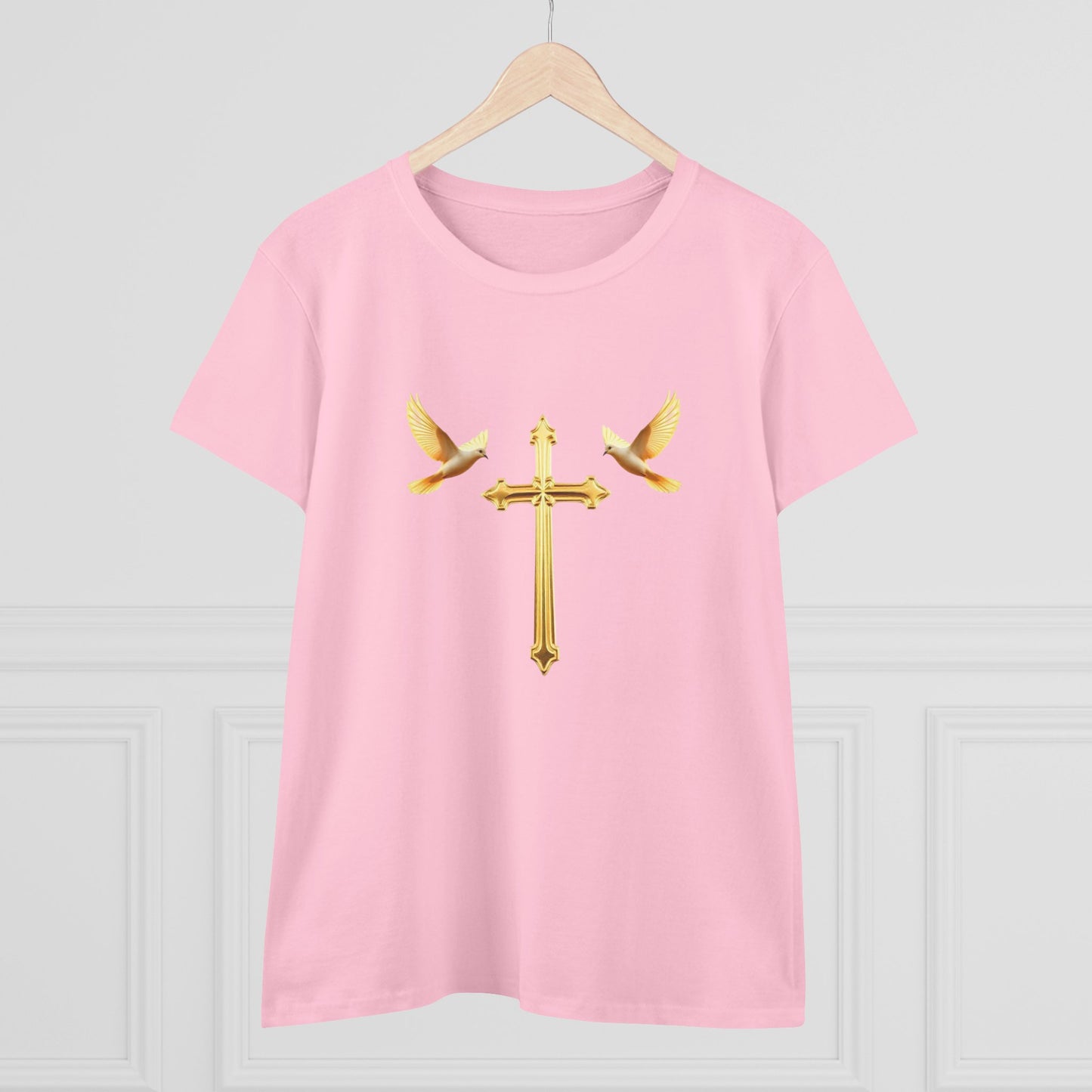 Flight of Grace – Gold Cross & Doves Tee