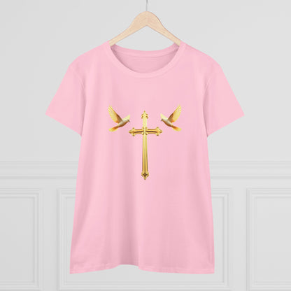 Flight of Grace – Gold Cross & Doves Tee