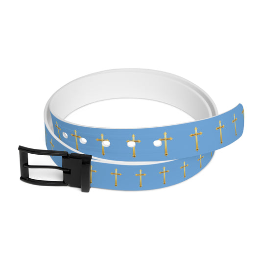 Light Belt in Blue – Gold Cross Pattern