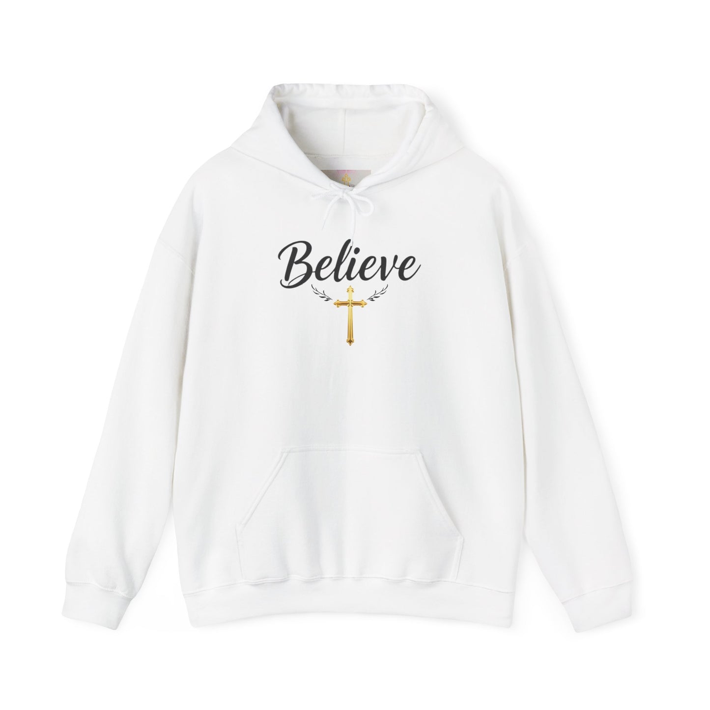 Believe - Women's Christian Hoodie with Golden Cross