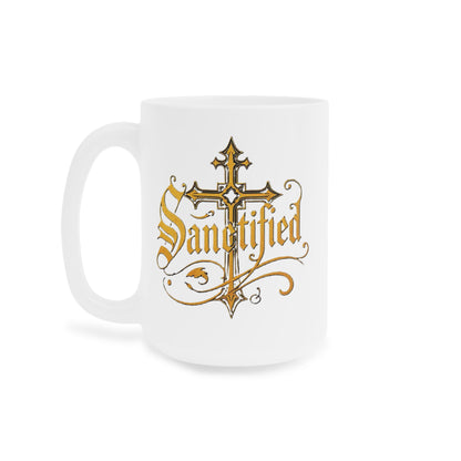 “Sanctified” Ceramic Mug – Cross Design