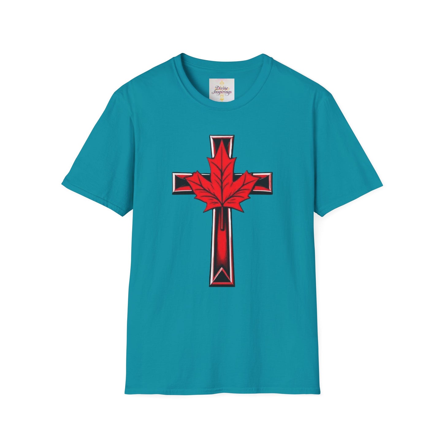 Faith and Freedom – Women’s Christian T-Shirt with Maple Leaf Cross
