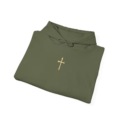 Women’s Gold Cross Hoodie – Christian Faith Hoodie with Front & Back Design