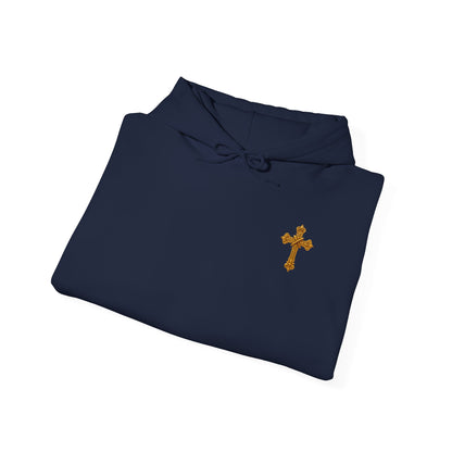 In God We Trust (Gold) - Men's Christian Hoodie with Golden Cross