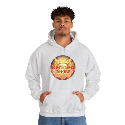 “Refined in Fire” Christian Hoodie – Bold Flame Design Faith Pullover