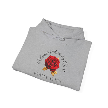 Handcrafted by God Rose Women's Hoodie – Christian Apparel (Dark Lettering)