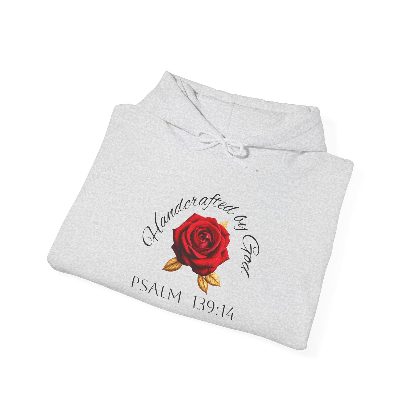 Handcrafted by God Rose Women's Hoodie – Christian Apparel (Dark Lettering)