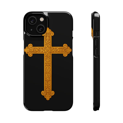 Black iPhone Snap Case – Gold Cross Design